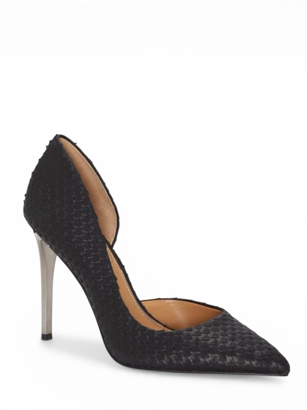 Jessica Simpson Black Leather Textured Pointed Toe Pumps Stiletto Heels Size 9